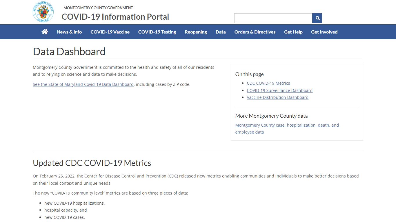 Data - COVID-19 Information Portal - Montgomery County, Maryland